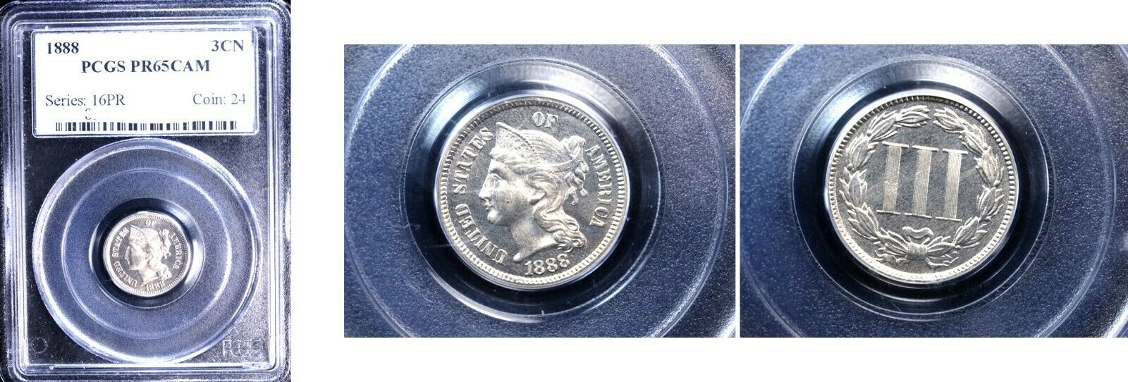 1888 3CN PR65CAM PCGS-Three Cent Nickel---