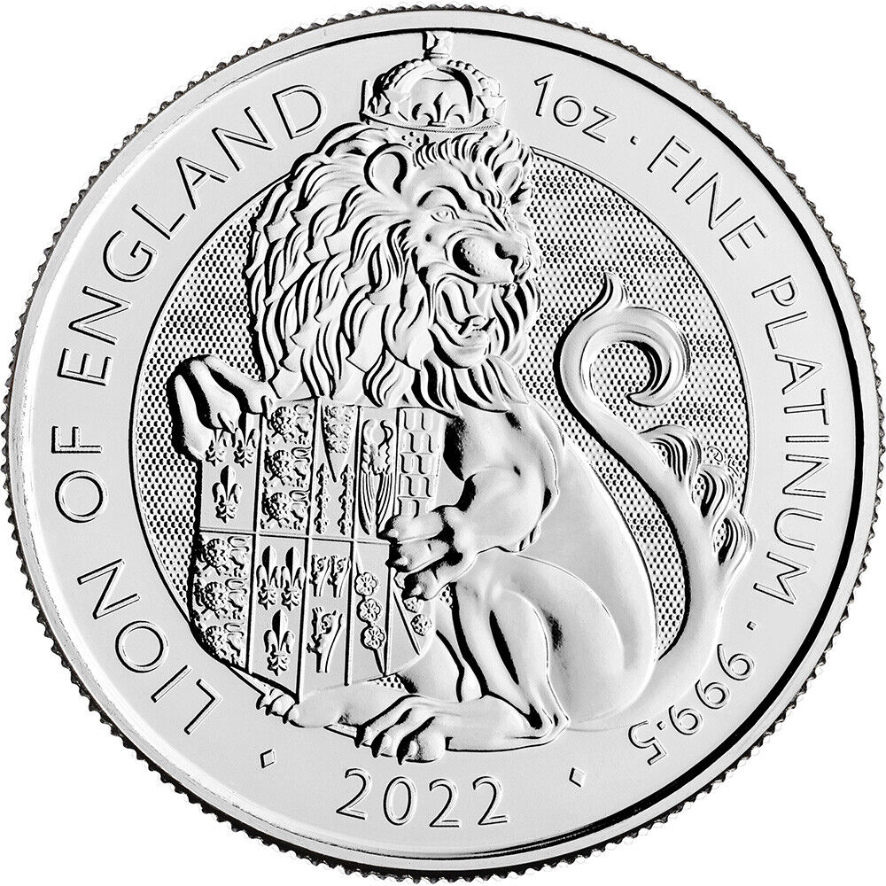 2022 Great Britain Platinum Tudor Beasts Lion of England £100 - 1 oz - BU