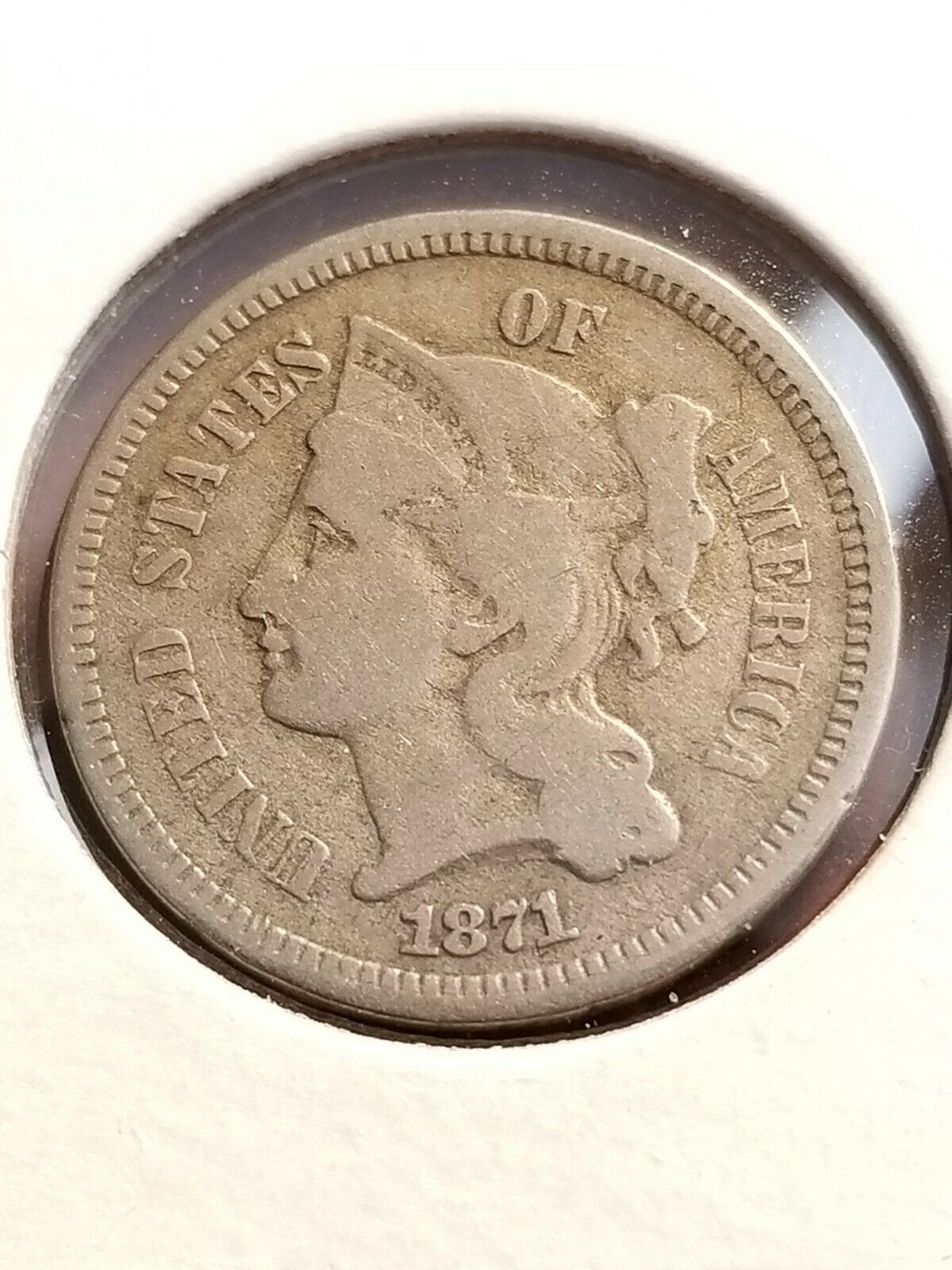 1871 Three Cent Nickel, odd denomination        INV09     NL904