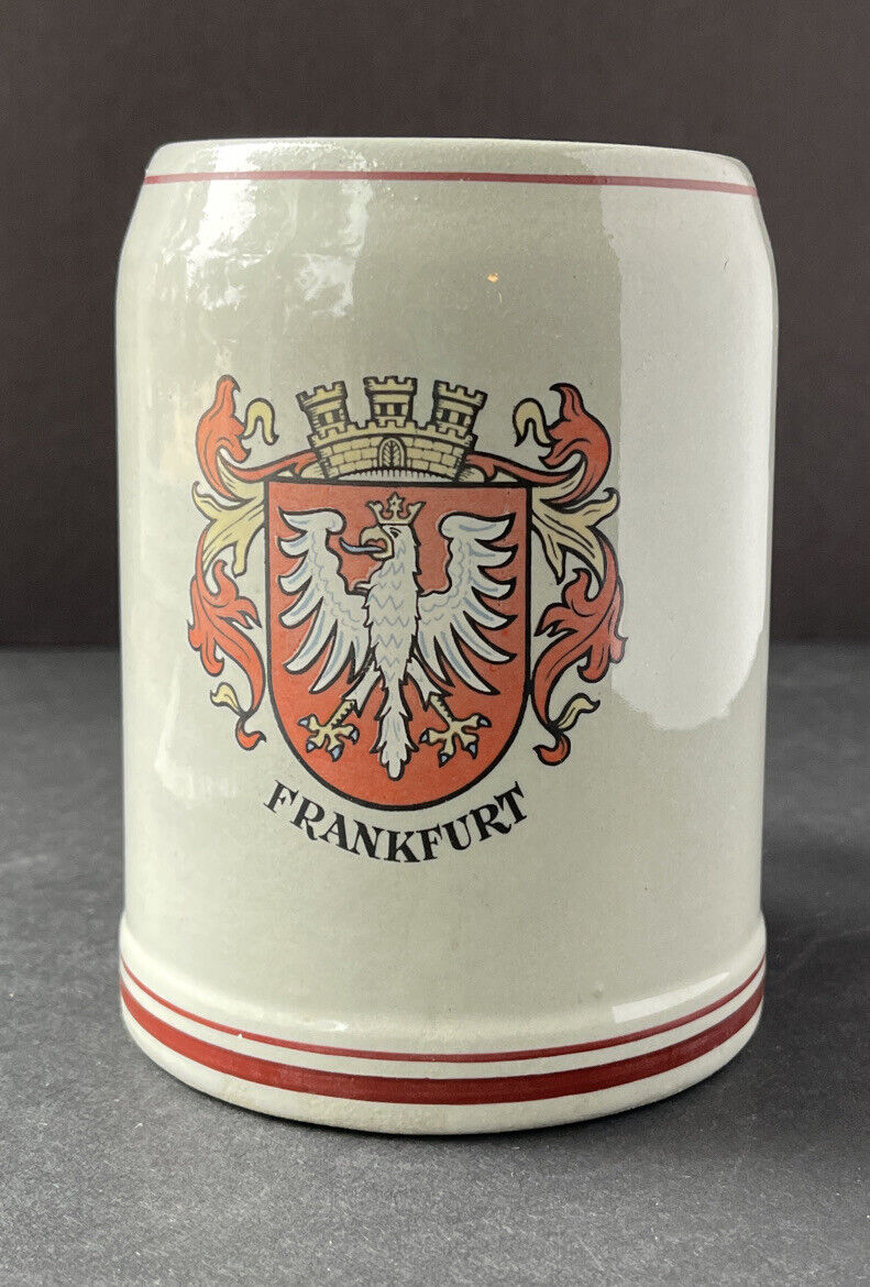 Vintage Frankfurt West Germany Beer Stein 1/2 L Pottery Rare German Mug